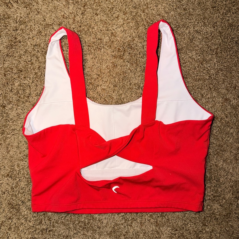 Red Cutout Sports Bra with Supportive Straps